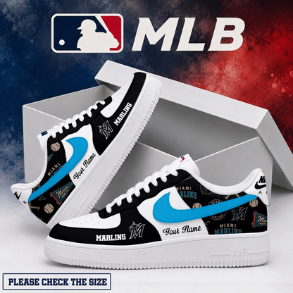 LIMITED EDITION - NEW CUSTOMIZED MLB20 MMS MIAMI MARLINS AF1 SHOES