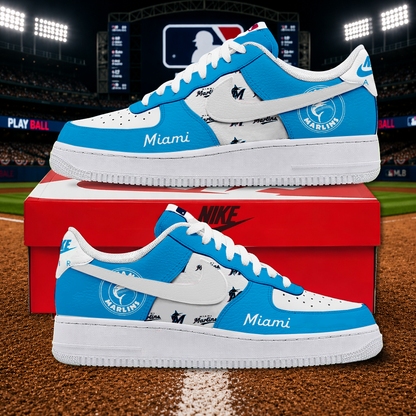 LIMITED EDITION - NEW CUSTOMIZED MLB20 MMS MIAMI MARLINS AF1 SHOES