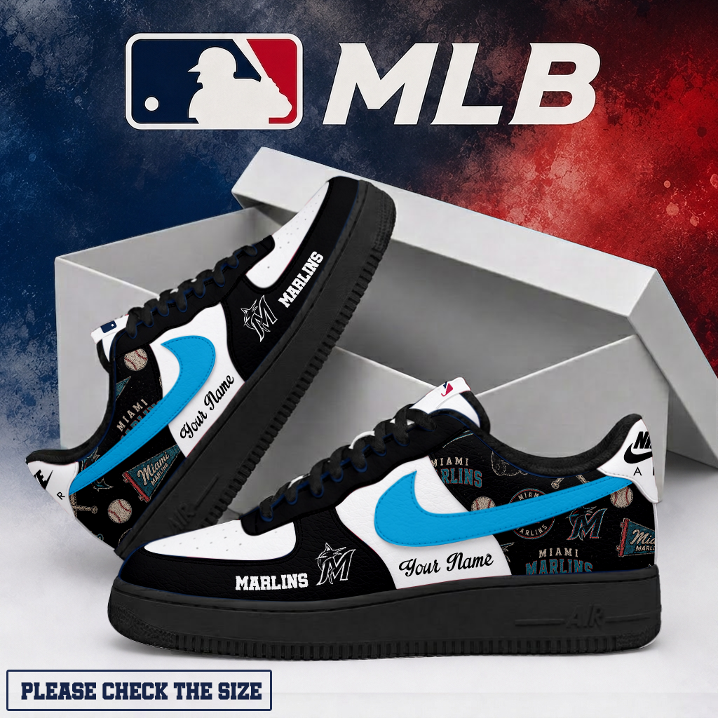 LIMITED EDITION - NEW CUSTOMIZED MLB20 MMS MIAMI MARLINS AF1 SHOES