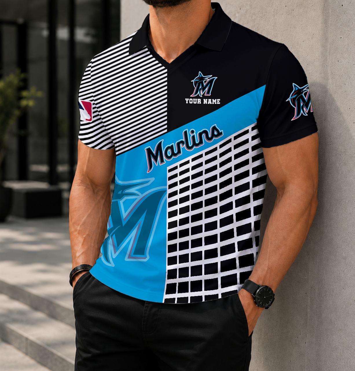 LIMITED EDITION - NEW CUSTOMIZED MLB20 MMS MIAMI MARLINS POLO SHIRT