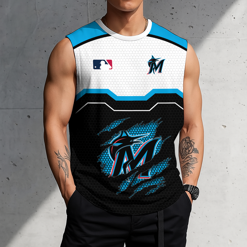 LIMITED EDITION - NEW CUSTOMIZED MLB20 MMS MIAMI MARLINS MEN'S GYM SHIRT