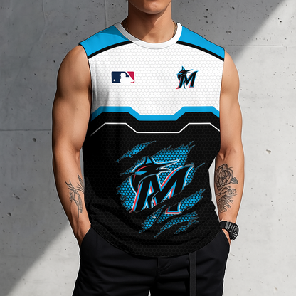 LIMITED EDITION - NEW CUSTOMIZED MLB20 MMS MIAMI MARLINS MEN'S GYM SHIRT