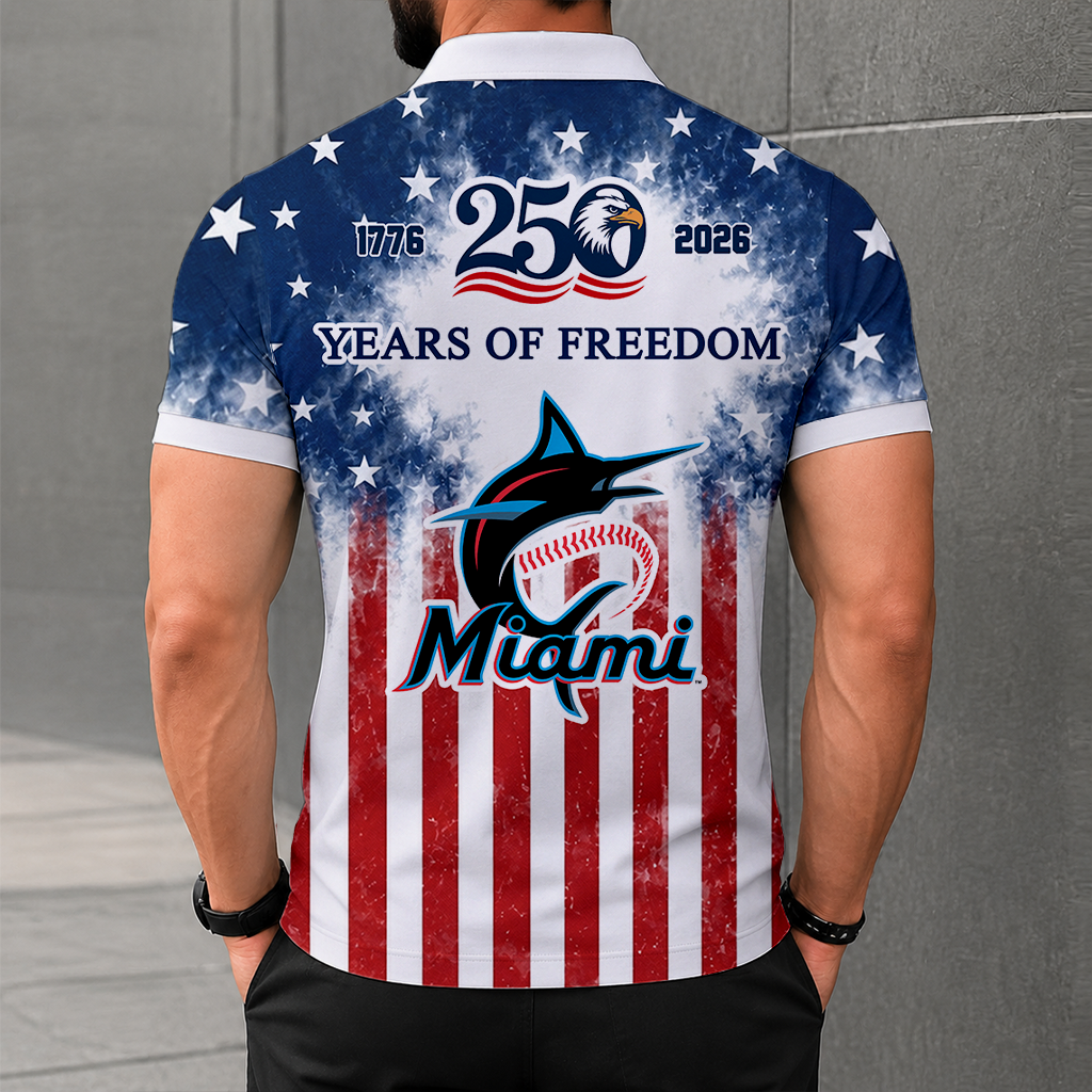 LIMITED EDITION - NEW CUSTOMIZED MLB20 MMS MIAMI MARLINS POLO SHIRT, ZIP POLO SHIRT & T-SHIRTS