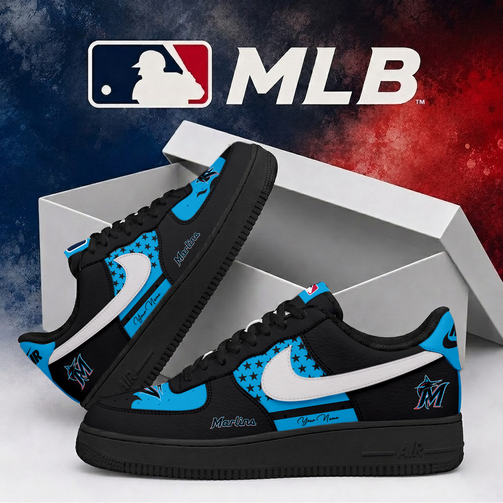 LIMITED EDITION - NEW CUSTOMIZED MLB20 MMS MIAMI MARLINS AF1 SHOES
