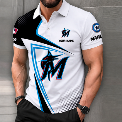 LIMITED EDITION - NEW CUSTOMIZED MLB20 MMS MIAMI MARLINS POLO SHIRT, ZIP POLO SHIRT & T-SHIRTS