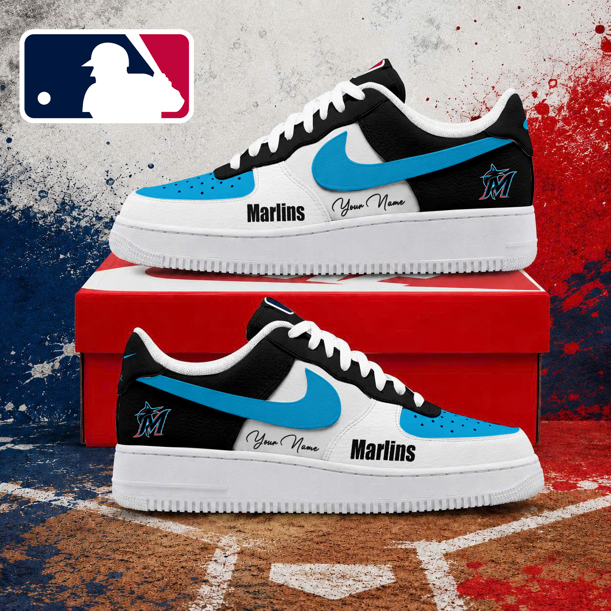 VIRAL EDITION - NEW CUSTOMIZED MLB20 MMS MIAMI MARLINS AF1 SHOES