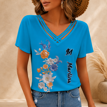 [FLASH SALE] NEW CUSTOMIZED MLB20 MMS MIAMI MARLINS V-NECK SHIRT
