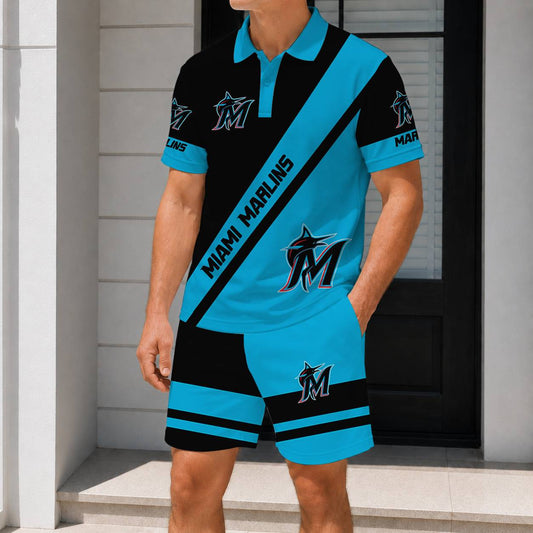 LIMITED EDITION - NEW CUSTOMIZED MLB20 MMS MIAMI MARLINS POLO & SHORT PANTS SET