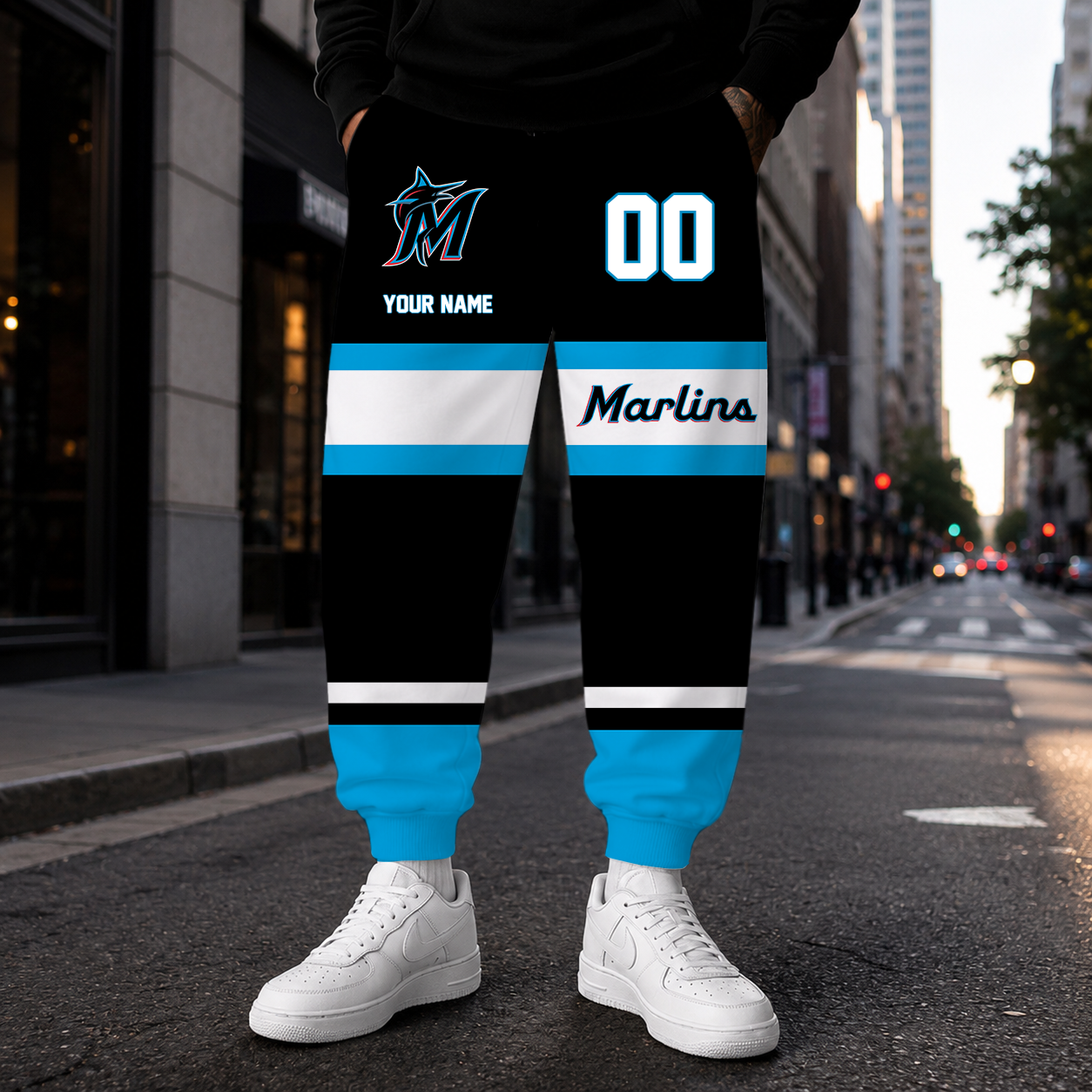 VIRAL EDITION - NEW CUSTOMIZED MLB20 MMS MIAMI MARLINS SWEATPANTS