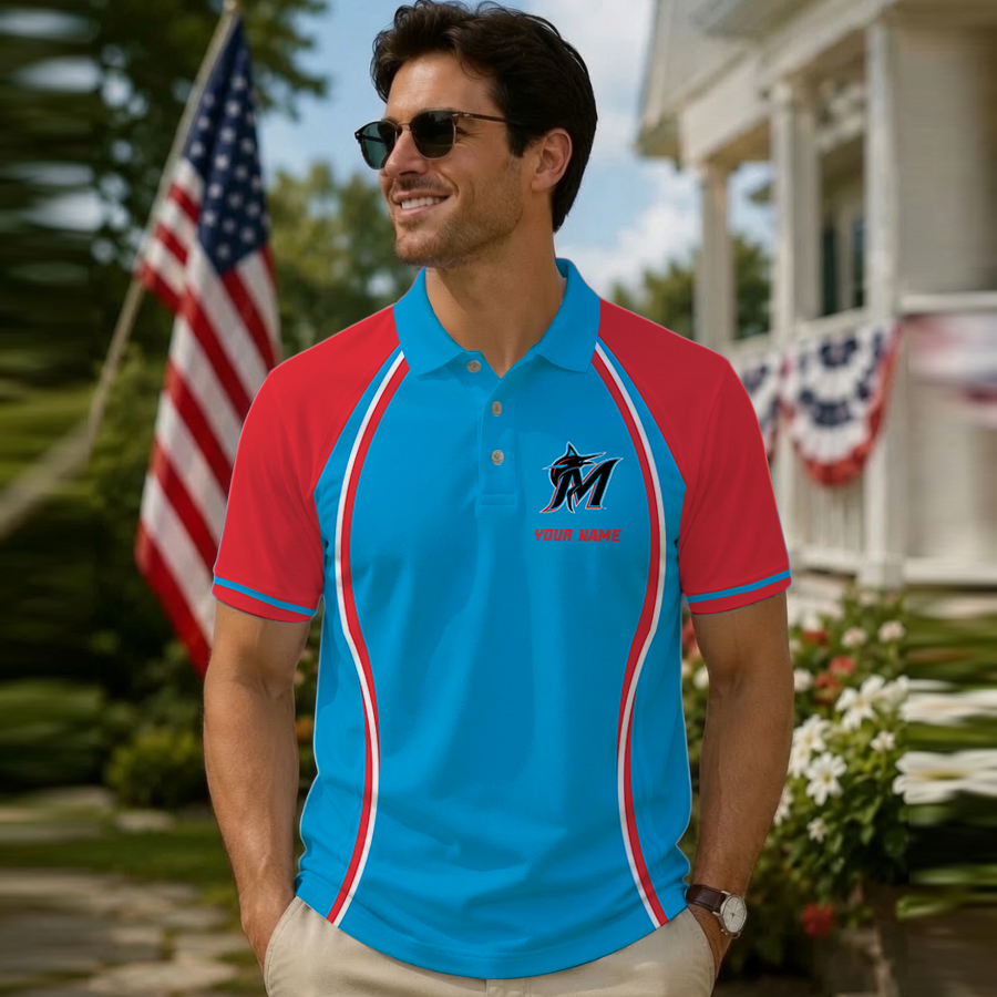 [FLASH SALE] NEW CUSTOMIZED MLB20 MMS MIAMI MARLINS POLO SHIRT