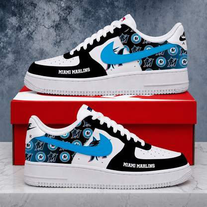 LIMITED EDITION - NEW CUSTOMIZED MLB20 MMS MIAMI MARLINS AF1 SHOES