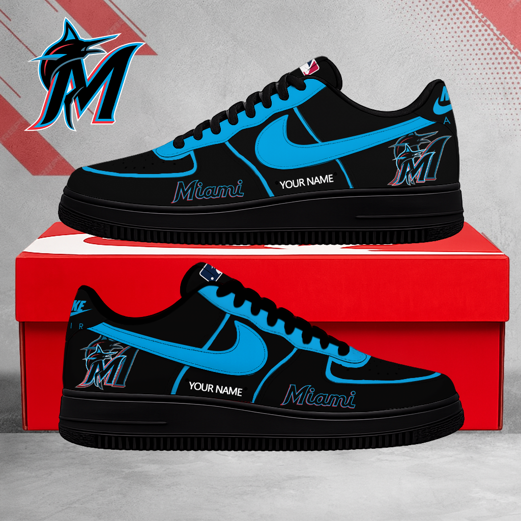 SPECIAL EDITION - NEW CUSTOMIZED MLB20 MMS MIAMI MARLINS AF1 SHOES