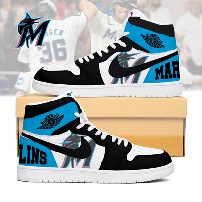 LIMITED EDITION - NEW CUSTOMIZED MLB20 MMS MIAMI MARLINS AIR JORDAN SNEAKERS