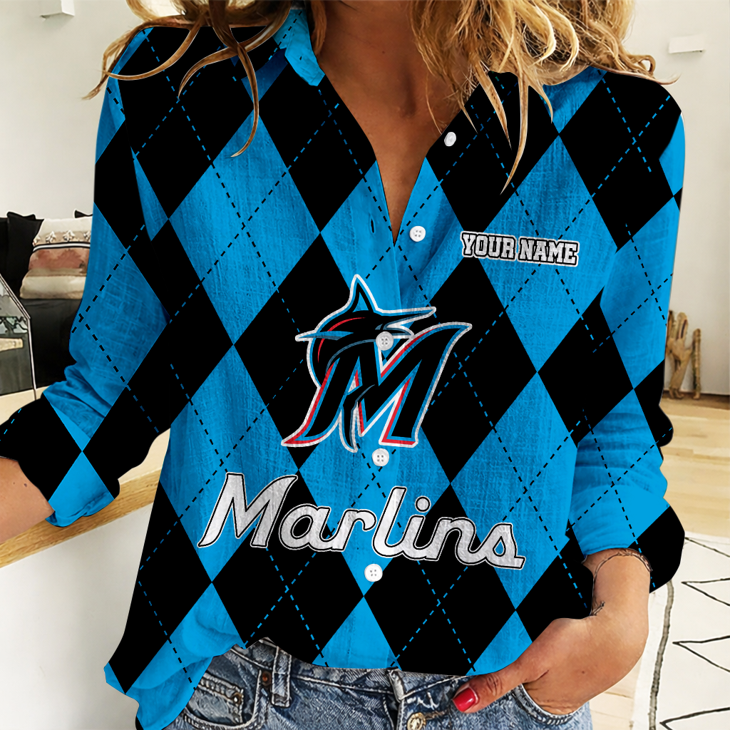 LIMITED EDITION - NEW CUSTOMIZED MLB20 MMS MIAMI MARLINS WOMEN CASUAL SHIRT FOR FAN