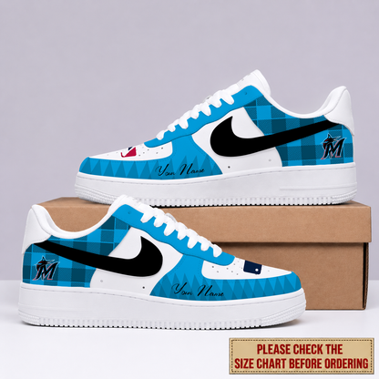 LIMITED EDITION - NEW CUSTOMIZED MLB20 MMS MIAMI MARLINS AF1 SHOES