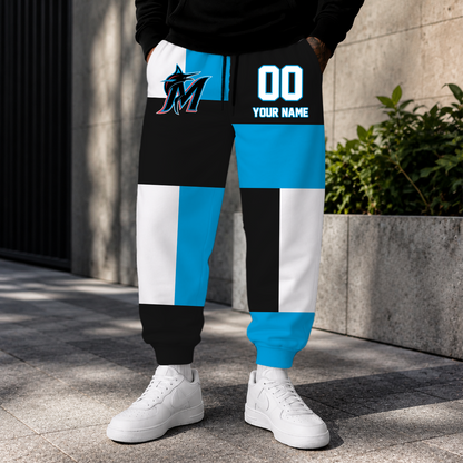 ELITE EDITION - NEW CUSTOMIZED MLB20 MMS MIAMI MARLINS SWEATPANTS