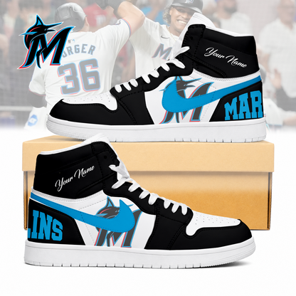 LIMITED EDITION - NEW CUSTOMIZED MLB20 MMS MIAMI MARLINS AIR JORDAN SNEAKERS