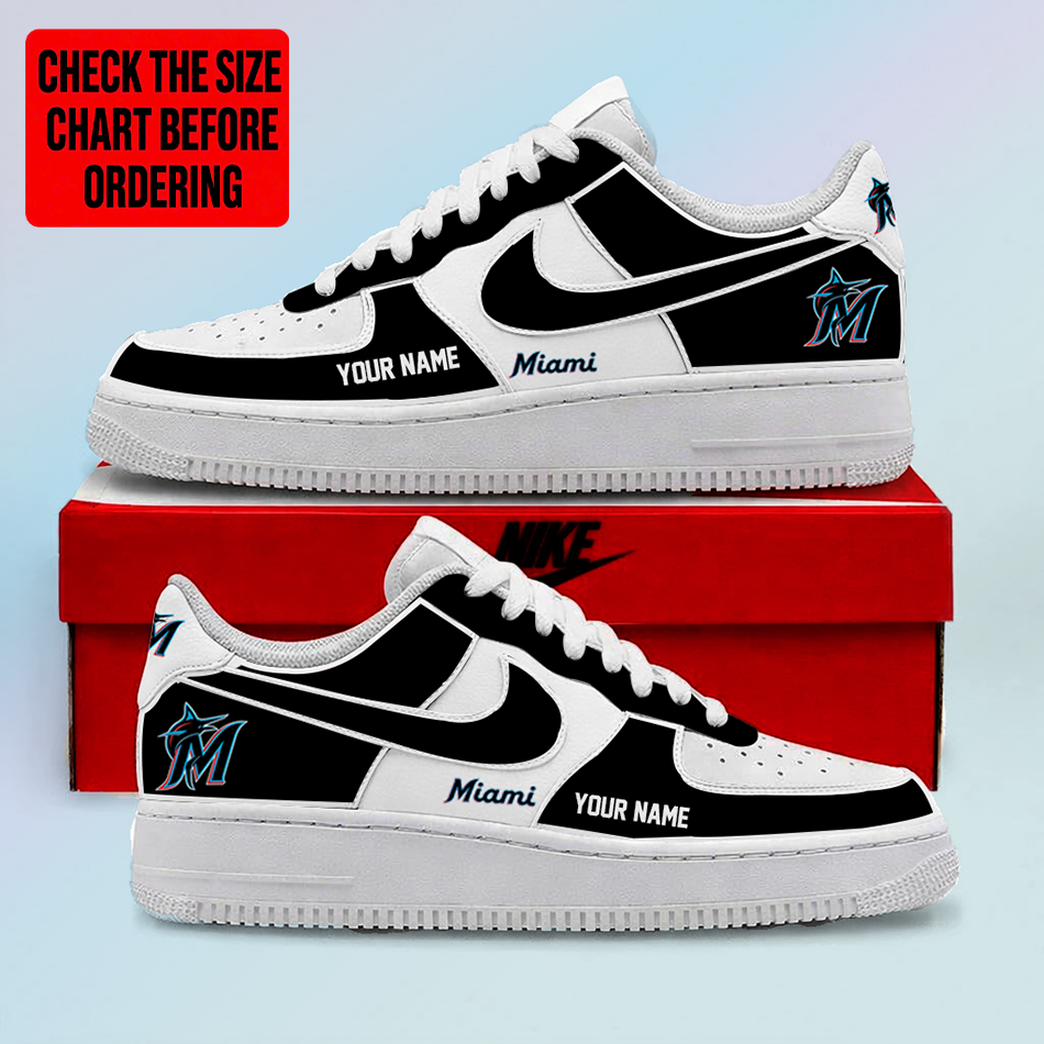 LIMITED EDITION - NEW CUSTOMIZED MLB20 MMS MIAMI MARLINS AF1 SHOES
