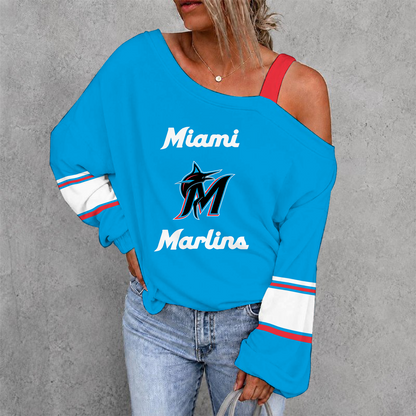 [FLASH SALE] NEW CUSTOMIZED MLB20 MMS MIAMI MARLINS DROP SHOULDER SWEATSHIRT