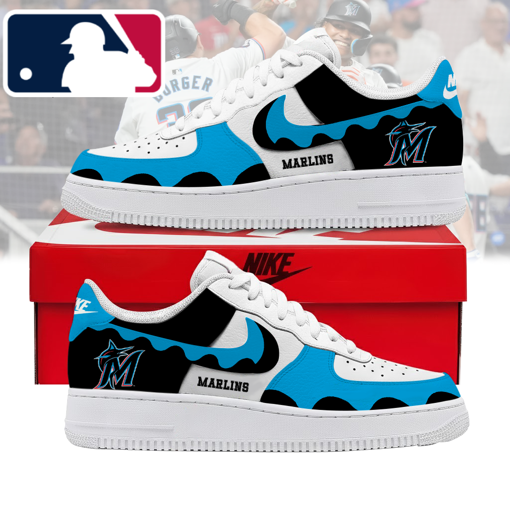 FINAL CLEARANCE - NEW CUSTOMIZED MLB20 MMS MIAMI MARLINS AF1 SHOES