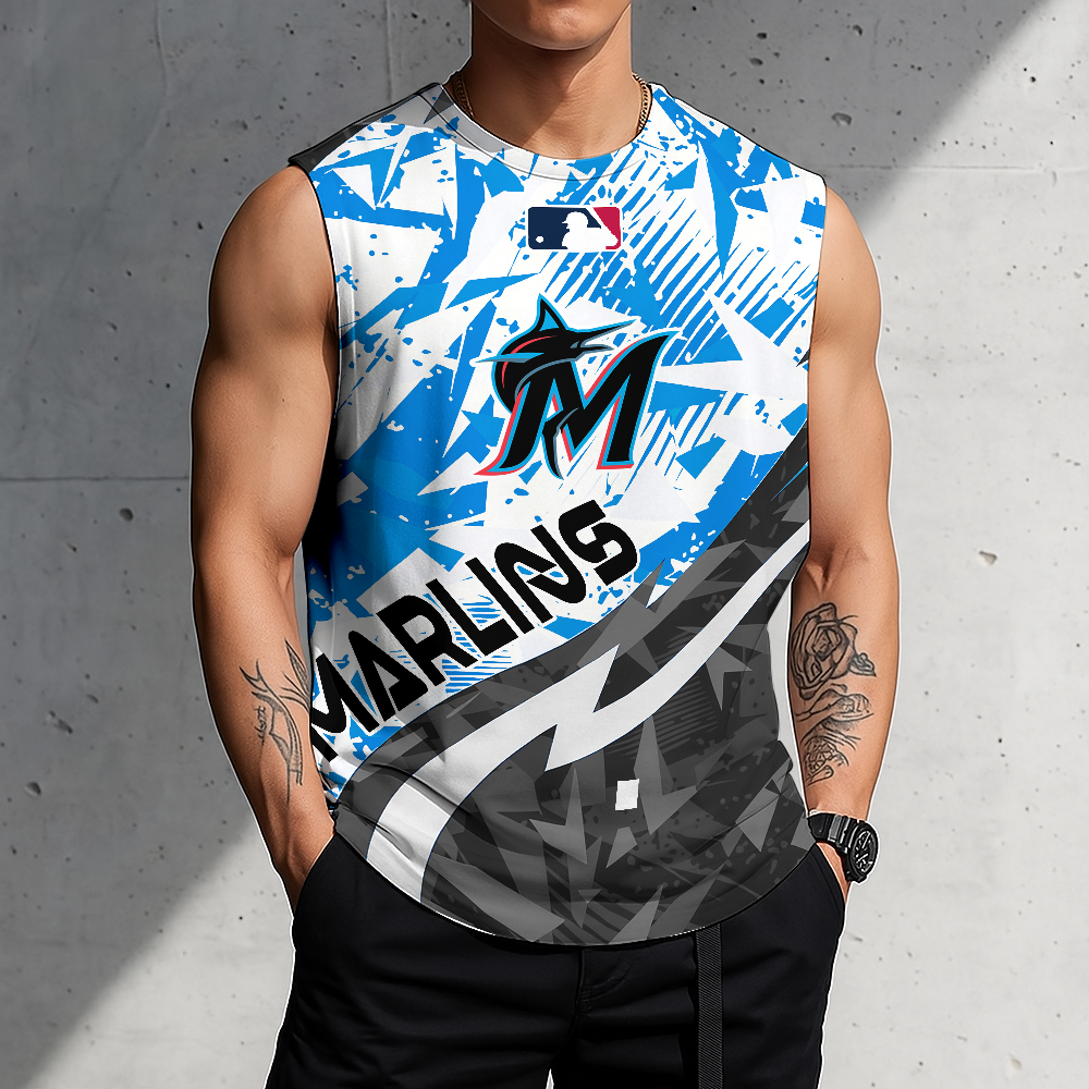 LIMITED EDITION - NEW CUSTOMIZED MLB20 MMS MIAMI MARLINS TANKTOP & GYM SHIRT
