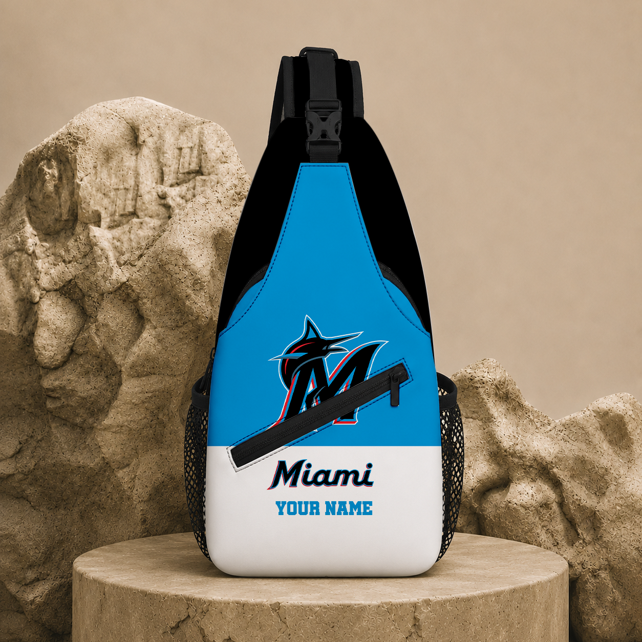 LIMITED EDITION - NEW CUSTOMIZED MLB20 MMS MIAMI MARLINS SLING BAG