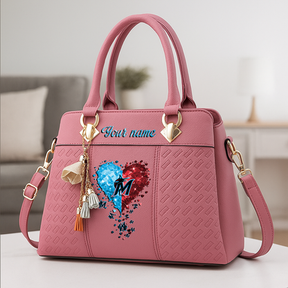 LIMITED EDITION - NEW CUSTOMIZED MLB20 MMS MIAMI MARLINS ZIP HANDBAG MULTICOLOR