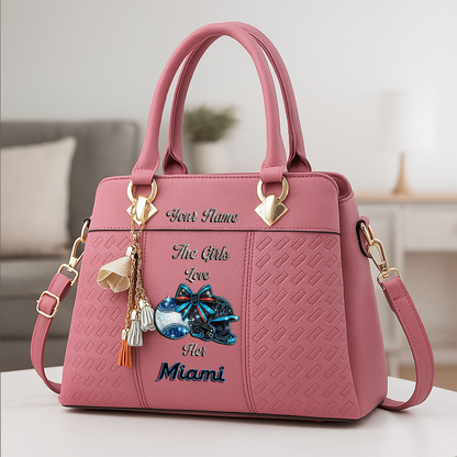 LIMITED EDITION - NEW CUSTOMIZED MLB20 MMS MIAMI MARLINS ZIP HANDBAG MULTICOLOR
