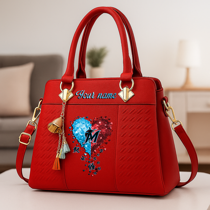 LIMITED EDITION - NEW CUSTOMIZED MLB20 MMS MIAMI MARLINS ZIP HANDBAG MULTICOLOR