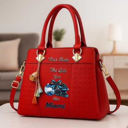 LIMITED EDITION - NEW CUSTOMIZED MLB20 MMS MIAMI MARLINS ZIP HANDBAG MULTICOLOR