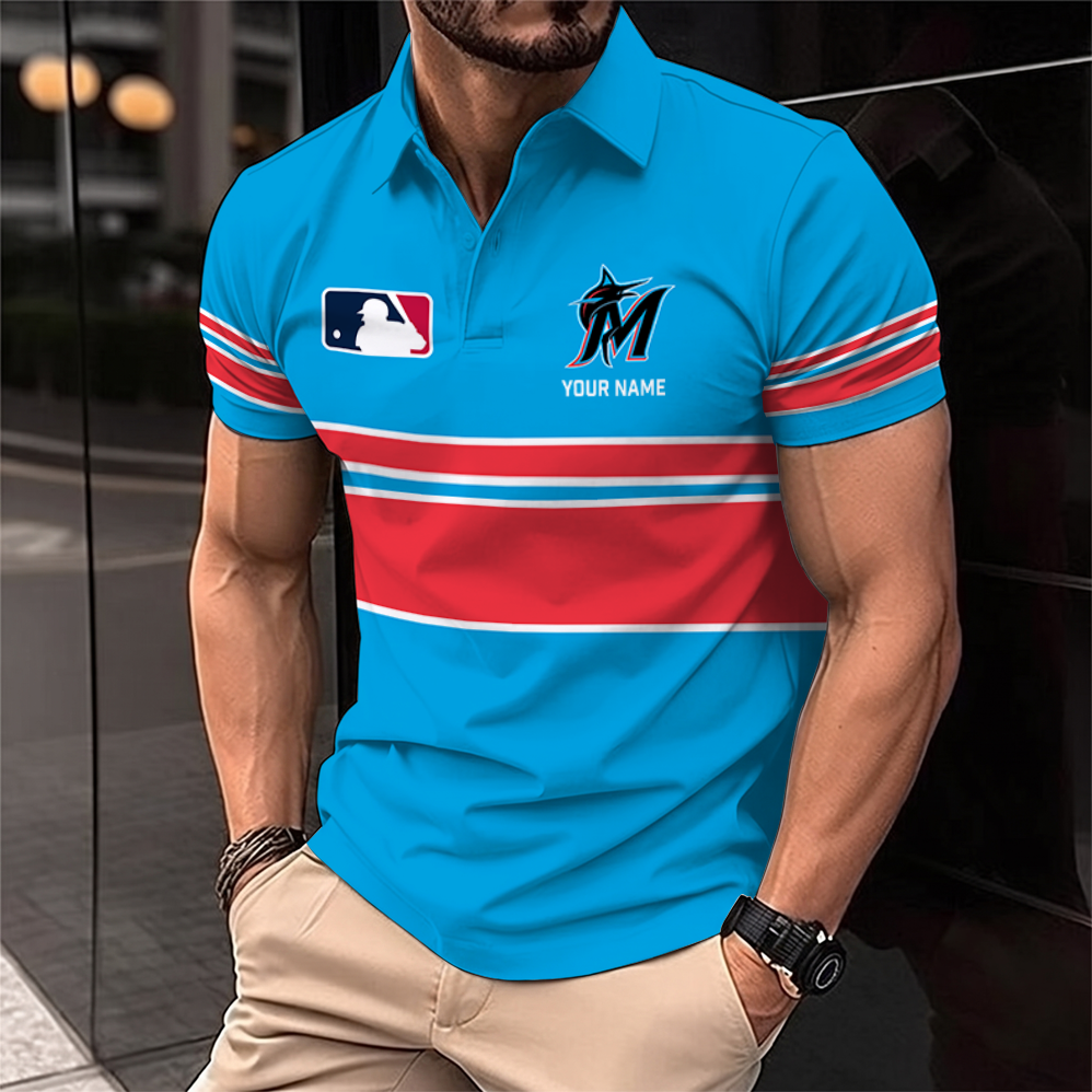 [FLASH SALE] NEW CUSTOMIZED MLB20 MMS MIAMI MARLINS POLO SHIRT