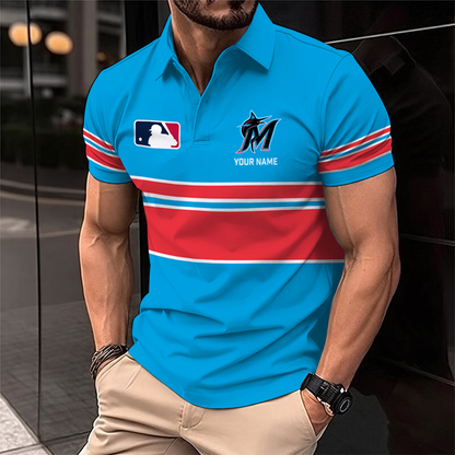 [FLASH SALE] NEW CUSTOMIZED MLB20 MMS MIAMI MARLINS POLO SHIRT