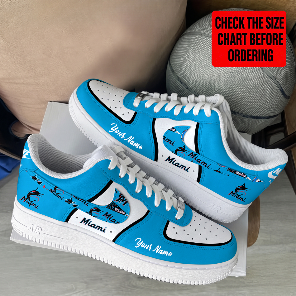 LIMITED EDITION - NEW CUSTOMIZED MLB20 MMS MIAMI MARLINS AF1 SHOES