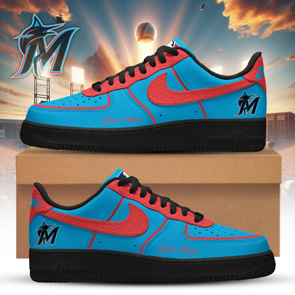 LIMITED EDITION - NEW CUSTOMIZED MLB20 MMS MIAMI MARLINS AF1 SNEAKERS