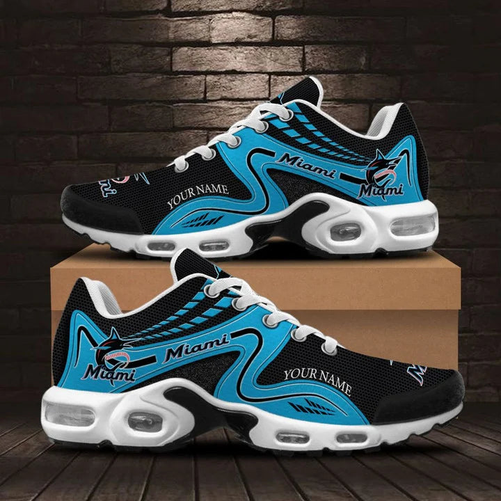 LIMITED EDITION - NEW CUSTOMIZED MLB20 MMS MIAMI MARLINS AIR MAX PLUS SNEAKERS