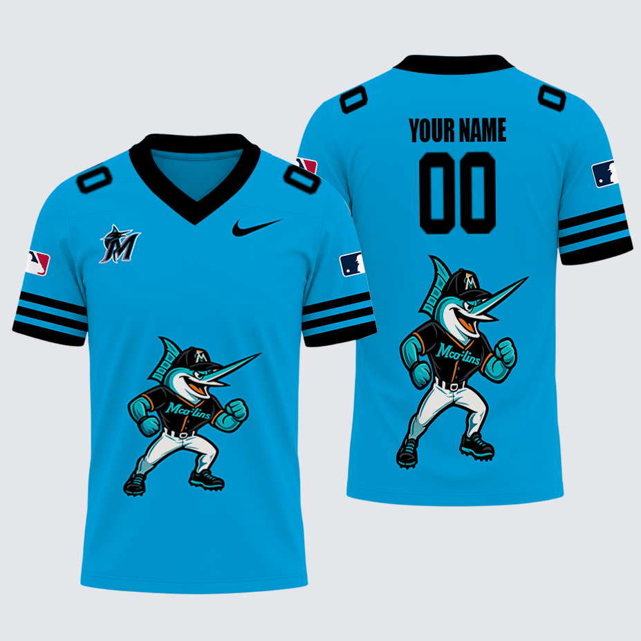 [FLASH SALE] NEW CUSTOMIZED MLB20 MMS MIAMI MARLINS FOOTBALL JERSEY