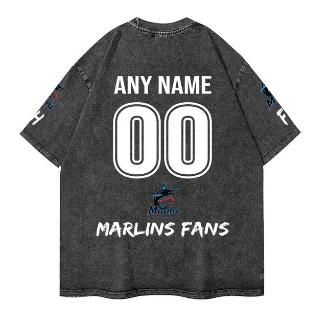 [FLASH SALE] NEW CUSTOMIZED MLB20 MMS MIAMI MARLINS MULTICOLOR WASHED TEE