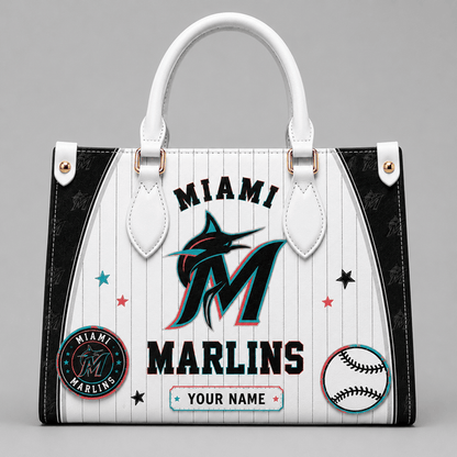 [FLASH SALE] NEW CUSTOMIZED MLB20 MMS MIAMI MARLINS LEATHER HANDBAG