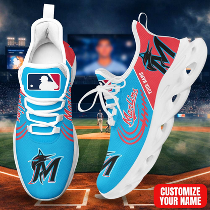 LIMITED EDITION - NEW CUSTOMIZED MLB20 MMS MIAMI MARLINS PREMIUM CLUNKY SNEAKERS