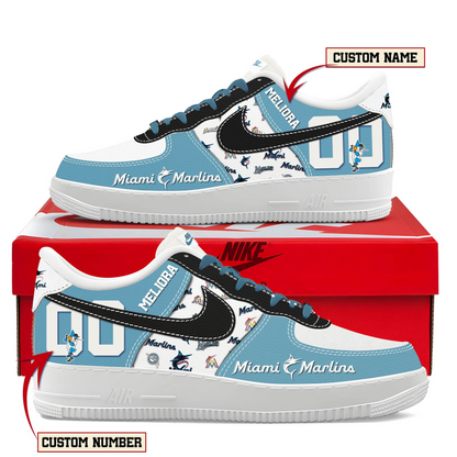 LIMITED EDITION - NEW CUSTOMIZED MLB20 MMS MIAMI MARLINS AF1 SHOES