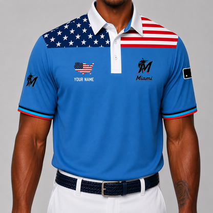 LIMITED EDITION - NEW CUSTOMIZED MLB20 MMS MIAMI MARLINS POLO SHIRT, ZIP POLO SHIRT & T-SHIRTS