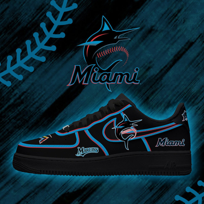 LIMITED EDITION - NEW CUSTOMIZED MLB20 MMS MIAMI MARLINS AF1 SHOES