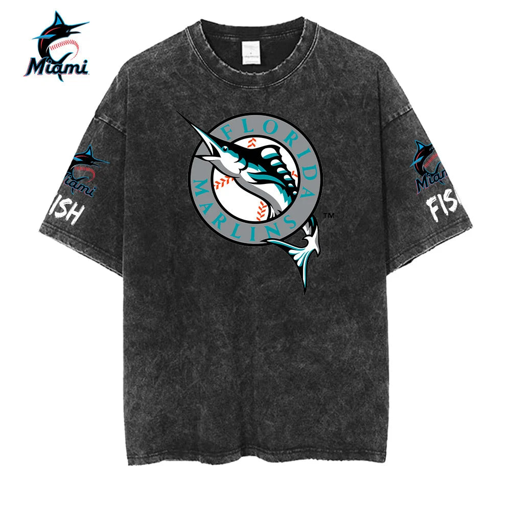 [FLASH SALE] NEW CUSTOMIZED MLB20 MMS MIAMI MARLINS MULTICOLOR WASHED TEE