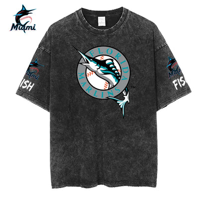 [FLASH SALE] NEW CUSTOMIZED MLB20 MMS MIAMI MARLINS MULTICOLOR WASHED TEE