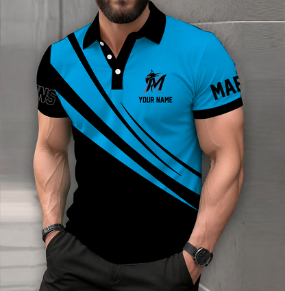 LIMITED EDITION - NEW CUSTOMIZED MLB20 MMS MIAMI MARLINS POLO SHIRT