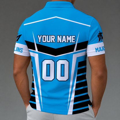 LIMITED EDITION - NEW CUSTOMIZED MLB20 MMS MIAMI MARLINS ZIP POLO SHIRT