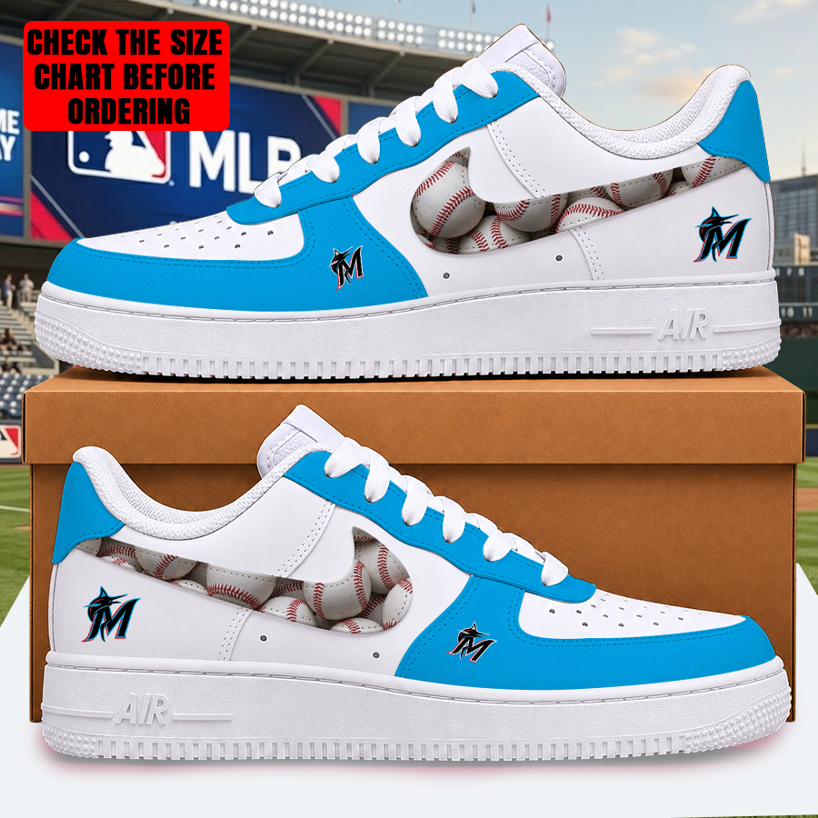 LIMITED EDITION - NEW CUSTOMIZED MLB20 MMS MIAMI MARLINS AF1 SHOES