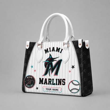 [FLASH SALE] NEW CUSTOMIZED MLB20 MMS MIAMI MARLINS LEATHER HANDBAG