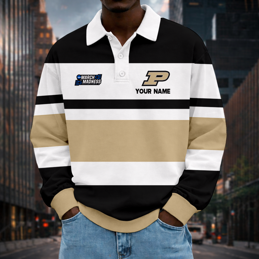LIMITED EDITION - NEW CUSTOMIZED NCAA MAM20 PUB PURDUE BOILERMAKERS UNISEX LONG SLEEVE POLO