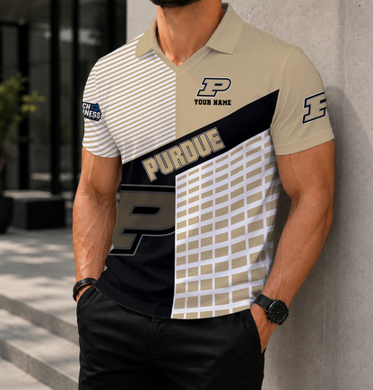 VIRAL EDITION - NEW CUSTOMIZED NCAA MAM20 PUB PURDUE BOILERMAKERS POLO SHIRT